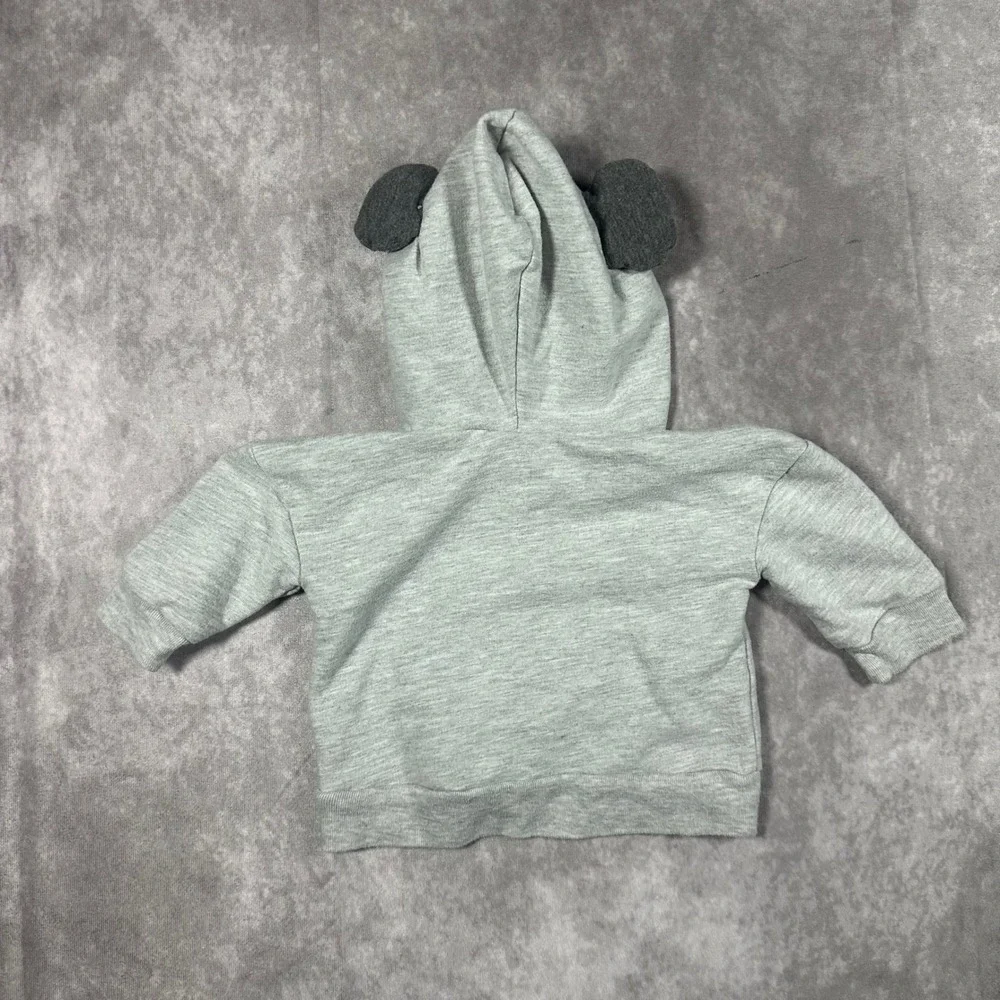 Disney Baby Mickey Mouse Gray Hoodie with 3D Ears 3-6 Months Pullover Sweatshirt